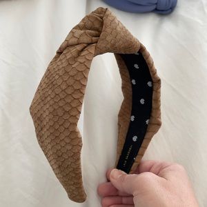 Lele Sadoughi camel python embossed knotted headband